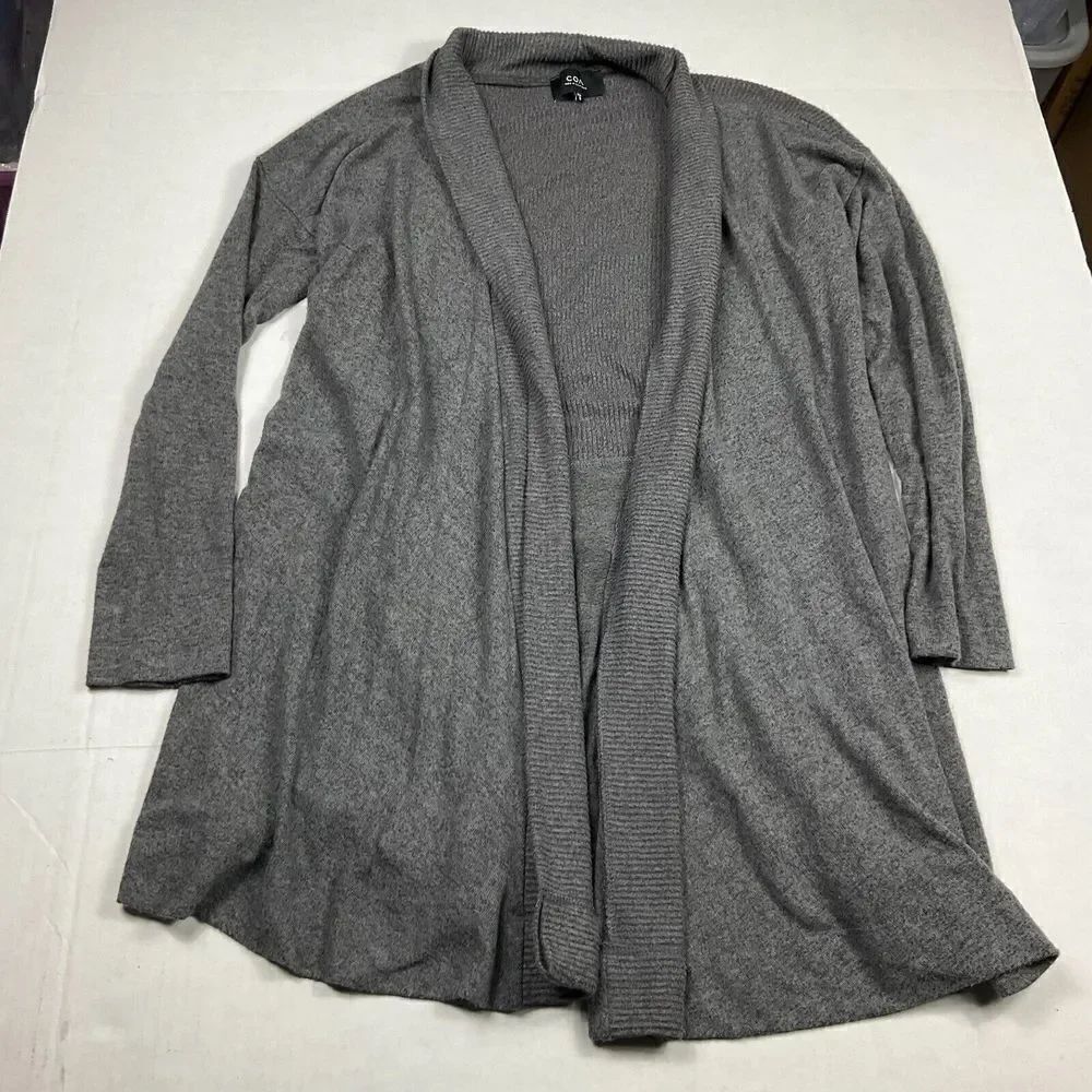 Anthropologie COA Soft Knit Cardigan Gray Long Sleeve Open Front Sweater SMALL